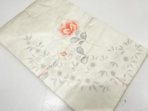 未使用品　手描き　草花模様　刺繍　名古屋帯